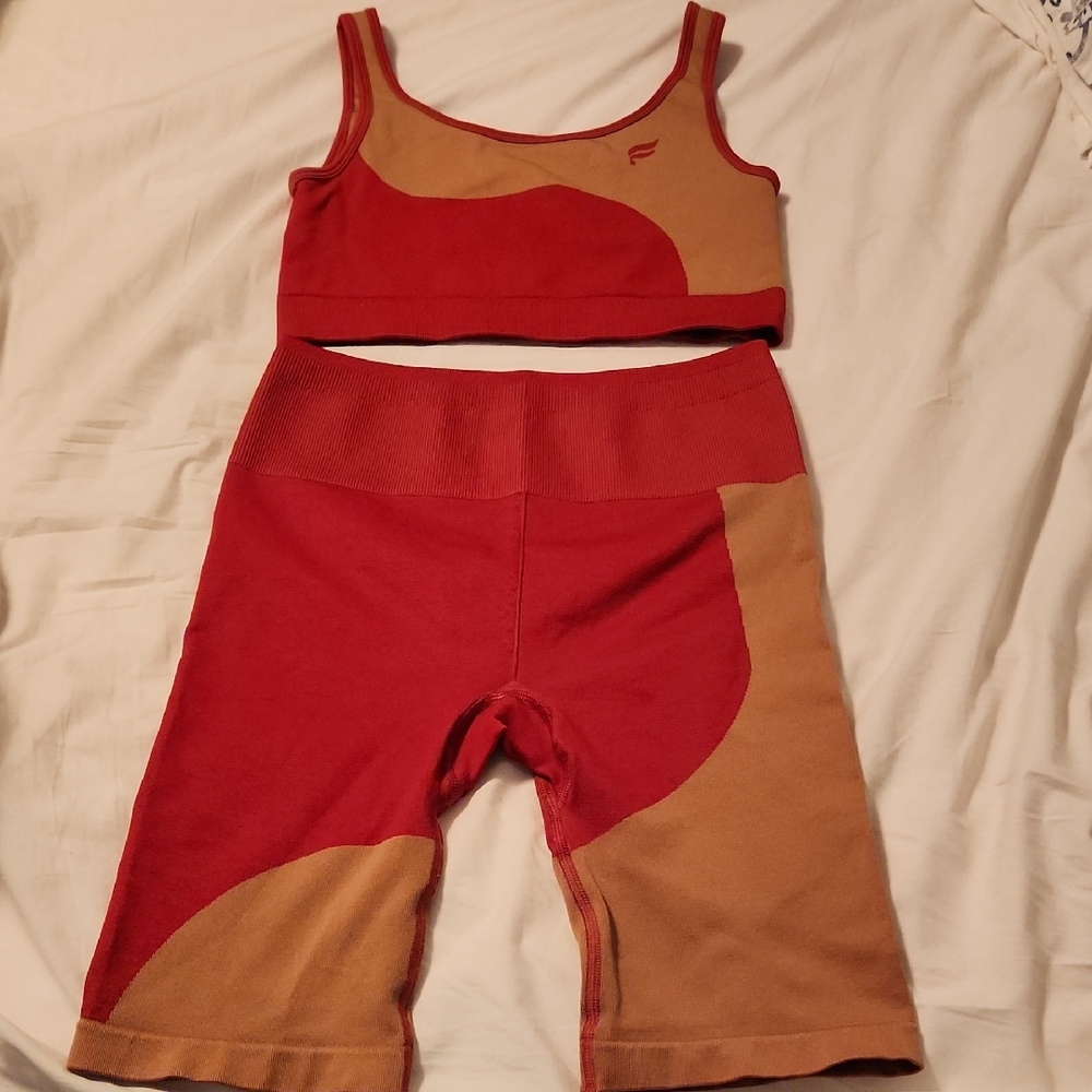 Fabletics Red and Tan Muscle Tee